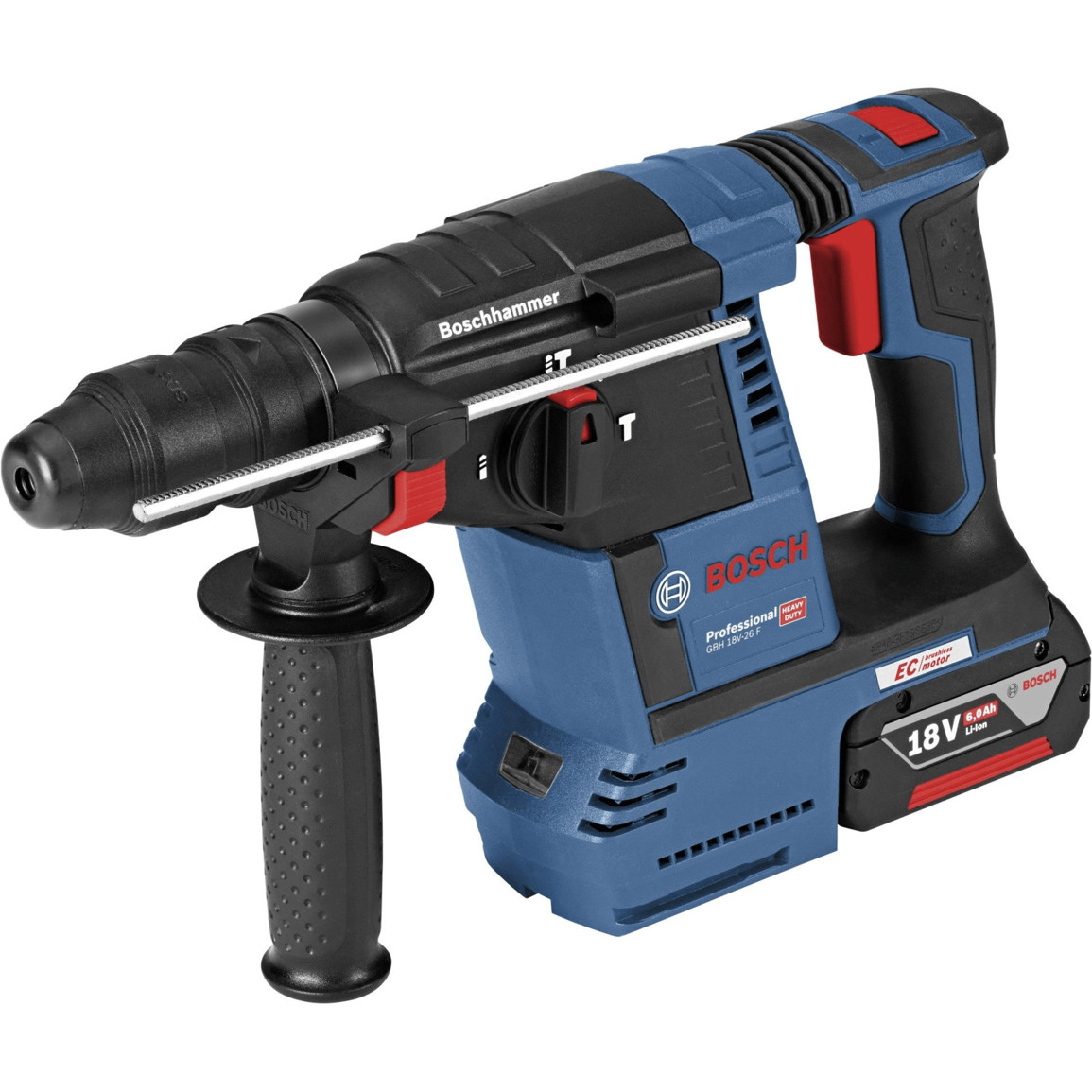 Bosch - GBH 18V-26 F - Professional Akku-Bohrhammer blau für Gewerbe/Industrie/Profi mit Überlastschutz, SDS-Plus, 2 Akkus, Systainer