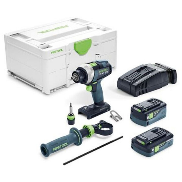 Festool - 575602 Quadrive Akku-Bohrschrauber (4-Gang, 18V Li-Ion, 2 Akkus, Schnellspannbohrfutter)