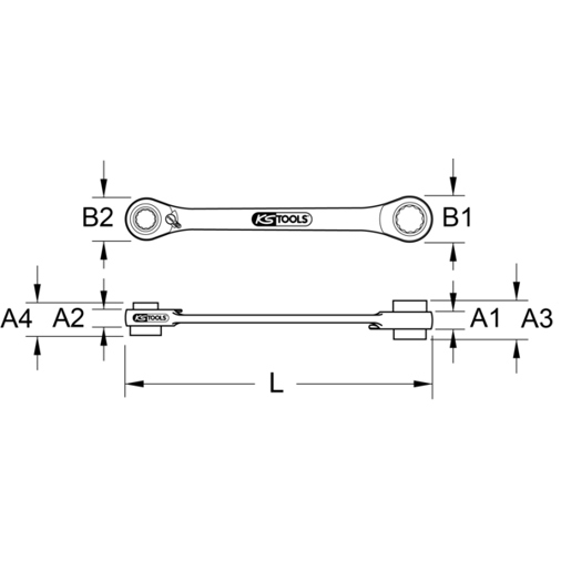 4 in 1 GEARplus umschaltbar Doppel-Ratschenringschlüssel | 10x13x17x19mm