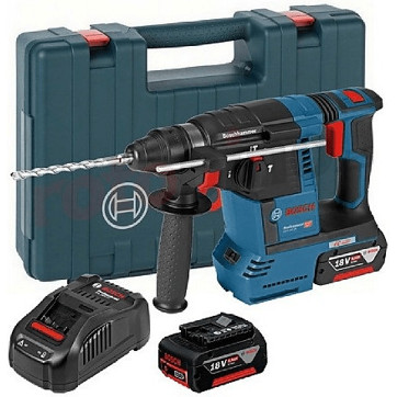 Bosch - GBH 18V-26 - Akku-Bohrhammer Professional (2 x 6,0 Ah + Schnellladegerät) SDS-Plus, 18V, Überlastschutz, Staubabsaugung