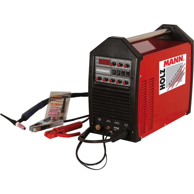 Holzmann - PISA 200 - Inverter-Schweißgerät mit digitalem Display (Betriebsspannung: 230V, max. Schweißstrom: 200A, Gewicht: 25kg, Farbe: rot)