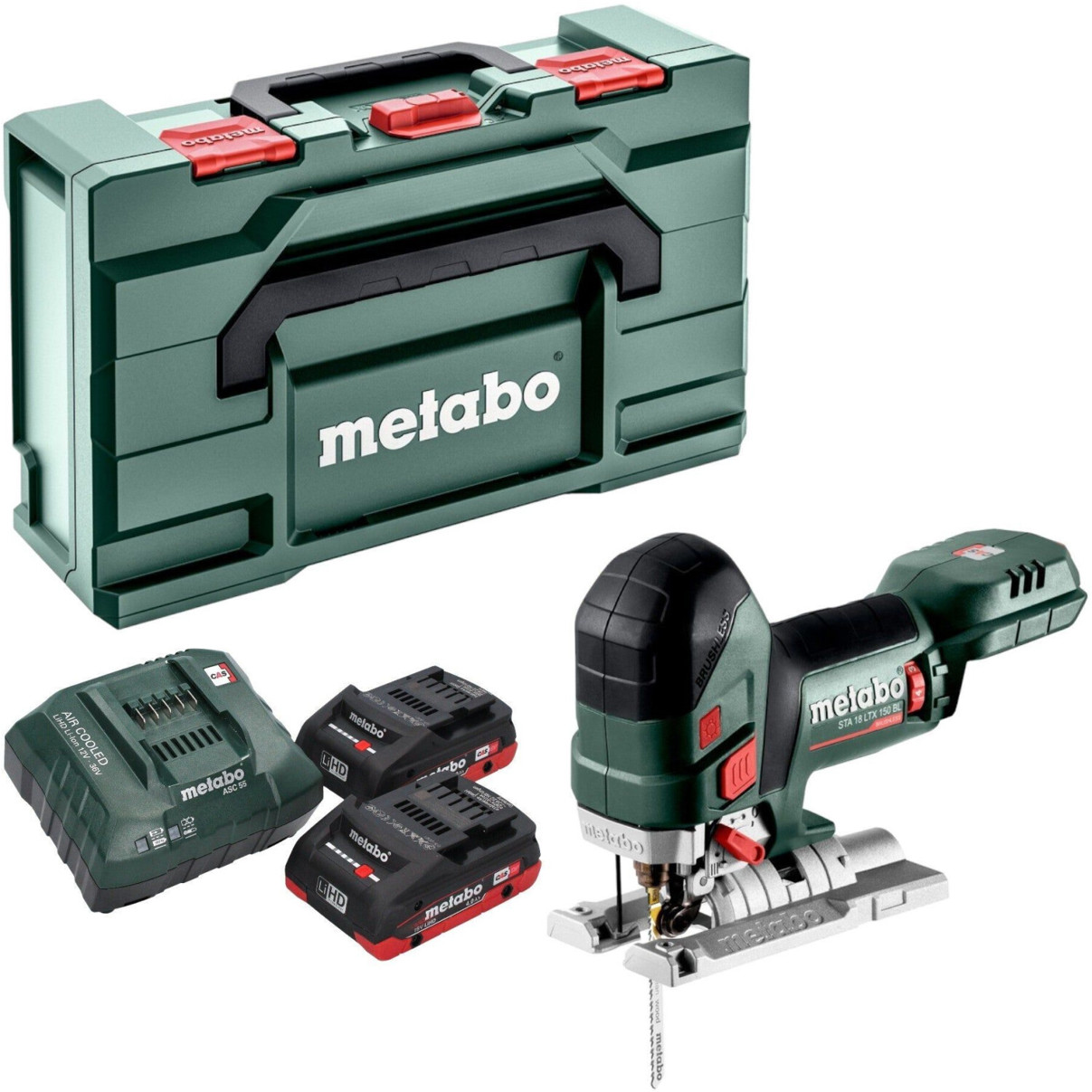 Metabo - STA 18 LTX 150 BL - Akku Pendelhubstichsäge mit 2 Akkus (Holz, LiHD, LED-Licht, bürstenloser Motor, Softgriff, 1.000-3.500 U/min)