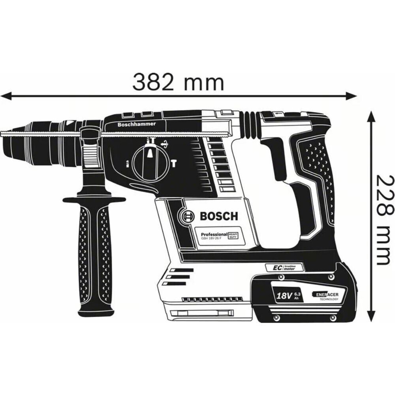 Bosch - GBH 18V-26 F - Akku-Bohrhammer Professional mit SDS-Plus (Li-ion, 5,5 Ah, 2 Akkus, bürstenloser EC-Motor)