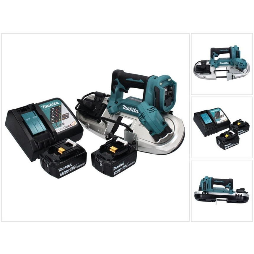 Makita - DPB183RT (Akku-Bandsäge, 18V Li-Ion, 5 Ah, bürstenloser Motor, mit 2 Akkus)