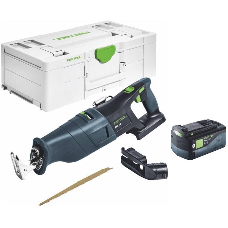 Festool - RSC 18 EB - Akku-Säbelsäge (bürstenloser EC-Motor, 18 V Li-Ion, 3000 min-1, 230 mm Holzschnitt, LED-Licht, Systainer)