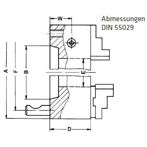 ELMAG - Dreibacken-Drehfutter (DM 250) - Kegel 8 - DIN 55029 - Stahlkörper - Camlock