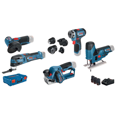 Bosch Combo-Kit (5er) 12V-Werkzeug-Set: GSR, GOP, GHO, GWS, GST, GBA, GAL, XL-BOXX