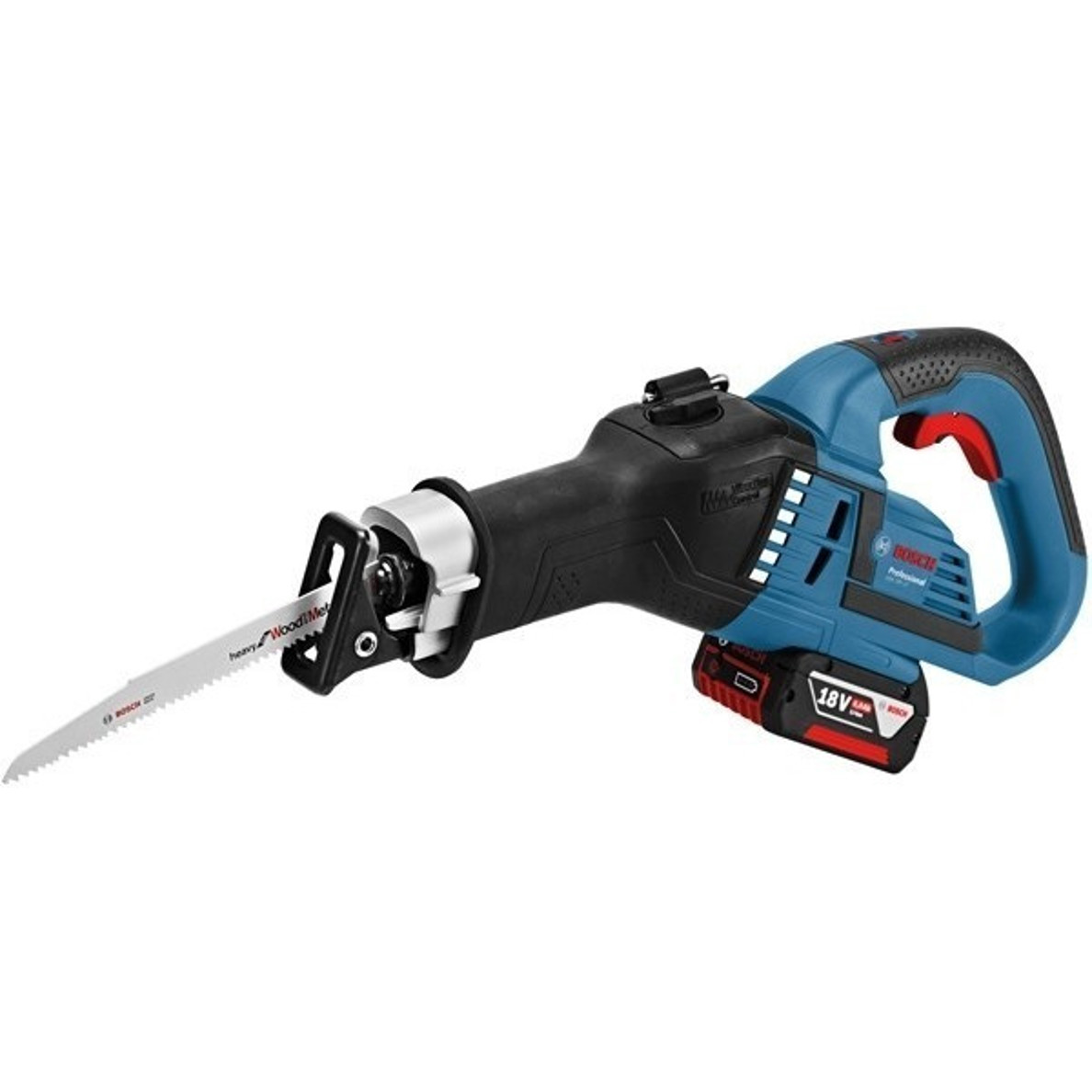 Bosch - GSA 18V-32 - Akku-Säbelsäge (blau, Li-Ion, mit 2 Akkus, Überlastschutz, L-Boxx, SDS, Sägeblatt-Schnellwechselsystem, Pendelhub, Profi)