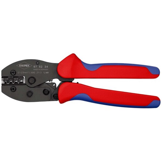 Knipex - Crimpzange (PreciForce®) 97 52 34 SB - Mehrkomponenten-Hüllen - brüniert - 220 mm