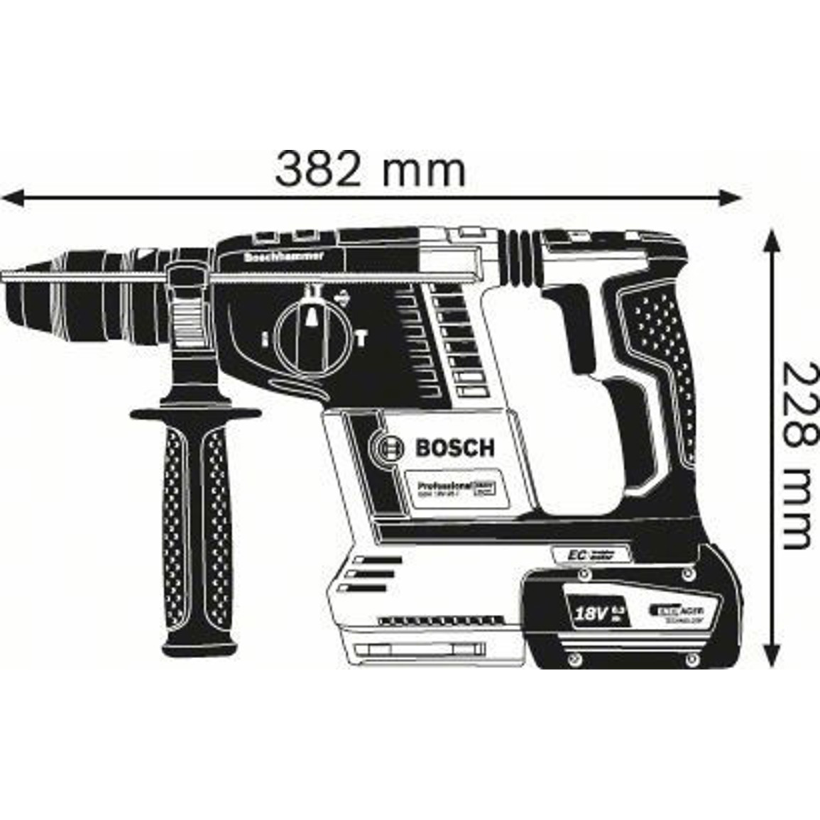 Bosch - GBH 18V-26 F - Professional Akku-Bohrhammer blau für Gewerbe/Industrie/Profi mit Überlastschutz, SDS-Plus, 2 Akkus, Systainer