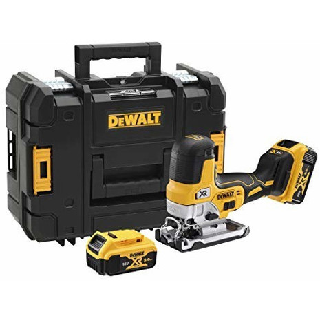 DeWalt - DCS335P2 - Akku-Stichsäge 18V Li-Ion mit 2 Akkus, 5Ah, max. 3.200 U/min, gelb/schwarz