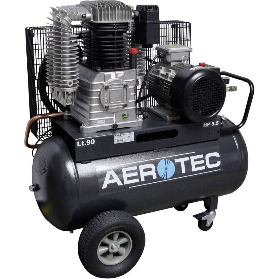 Aerotec - 820-90 - Fahrbarer 2-Zylinder Industriekompressor, 4 kW, 10 bar, Schwarz