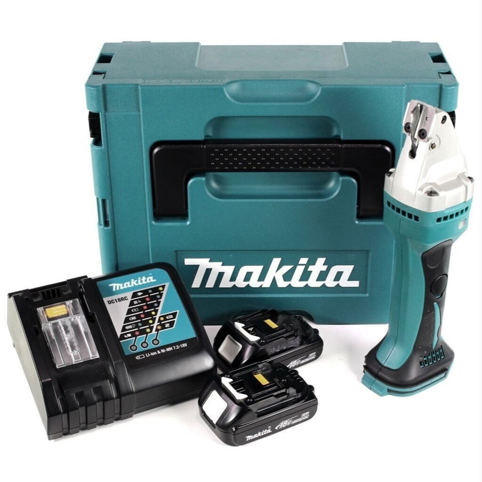 Makita - DJS161RYJ (Blau Li-Ion Profi Akku-Blechschere - 18V, 2 Akkus, max. 2,5mm)