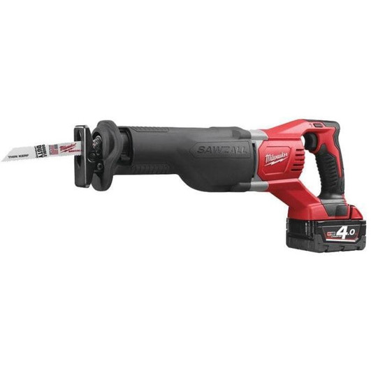 Milwaukee - M18 BSX - Akku-Säbelsäge (18 V, Li-Ion, 2 x 4 Ah, Transportkoffer, Überlastschutz, Sägeblatt-Schnellwechselsystem, Pendelhub, 3000 min-1, Antivibrationssystem, Schnellspann-Bohrfutter)