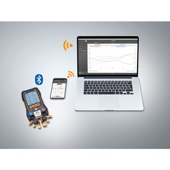 Testo - Smarte digitale Monteurhilfe (570s) Vakuum Set - Kabellose Vakuum- und Zangen-Temperaturfühler