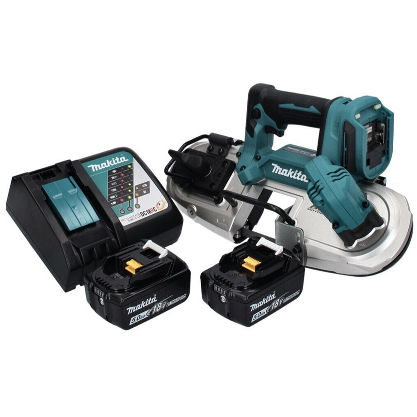 Makita - DPB183RT (Akku-Bandsäge, 18V Li-Ion, 5 Ah, bürstenloser Motor, mit 2 Akkus)