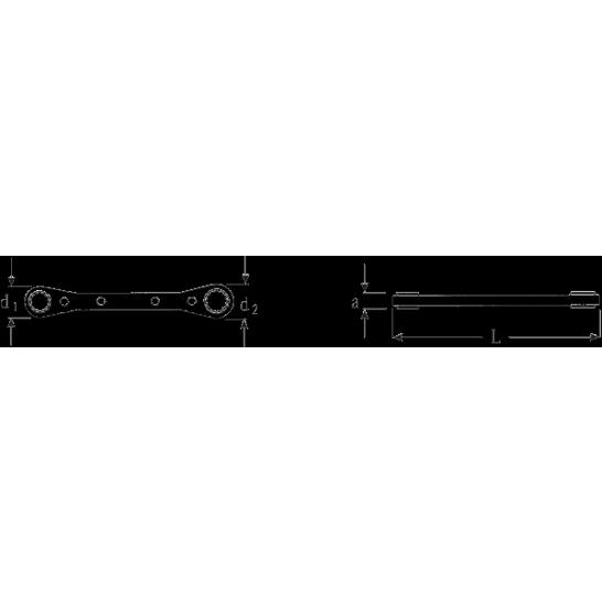 Doppelringratschenschlüssel SW 7 x 8mm L.109mm