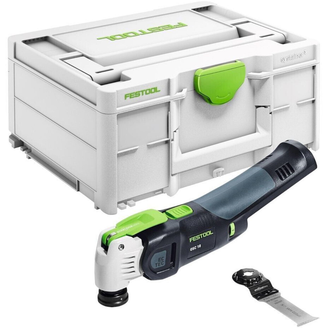 Festool - OSC 18 E-Basic - Profi Akku-Multi-Cutter/Oszillierwerkzeug (18 V, 1x 8,0 Ah, Li-Ion, Netz-/Akkubetrieb, Starlock-Max)