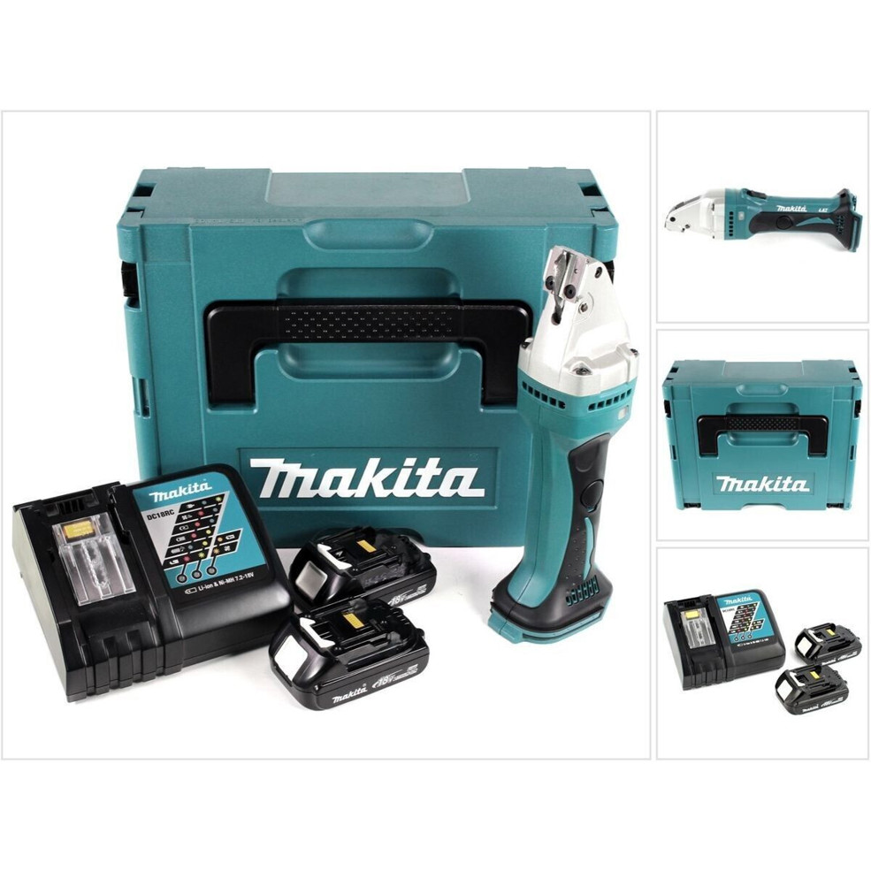 Makita - DJS161RYJ (Blau Li-Ion Profi Akku-Blechschere - 18V, 2 Akkus, max. 2,5mm)