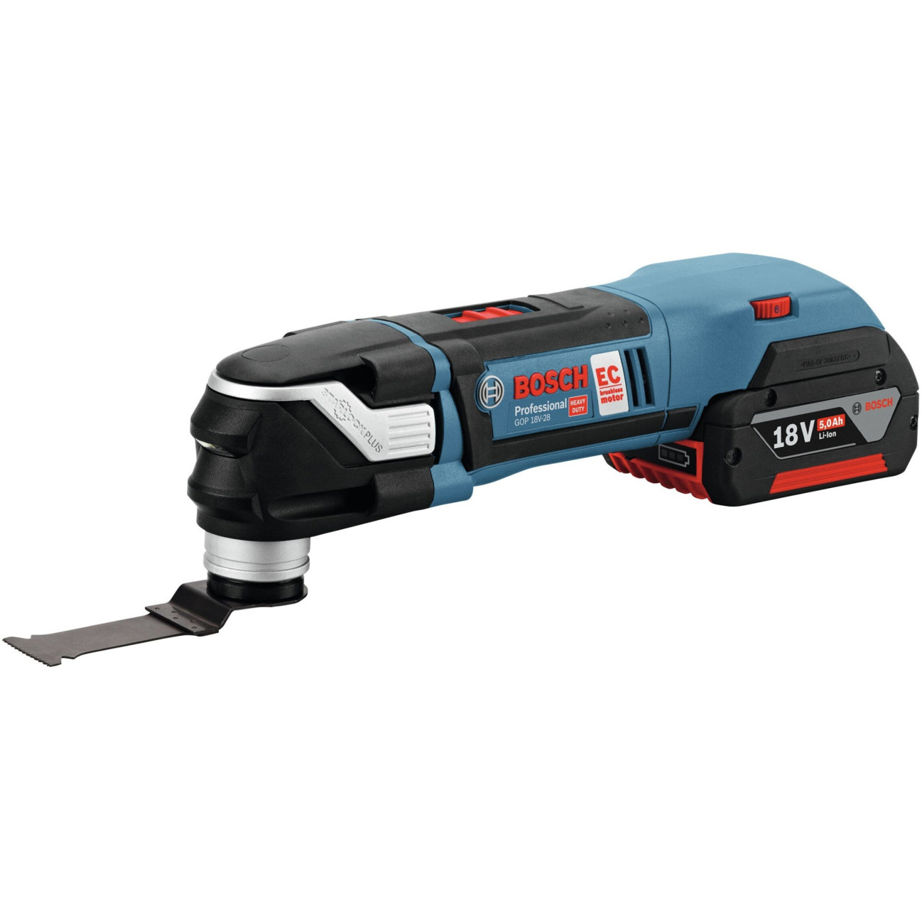 Bosch - GOP 18V-28 - Akku-Multi-Cutter (mit 2 Akkus, 18 V, Li-Ion, Softgriff, LED-Licht, Snap-In-System)